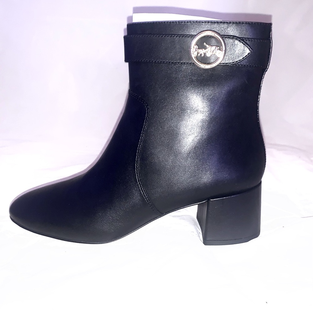Coach black ankle leather booties, size 11.